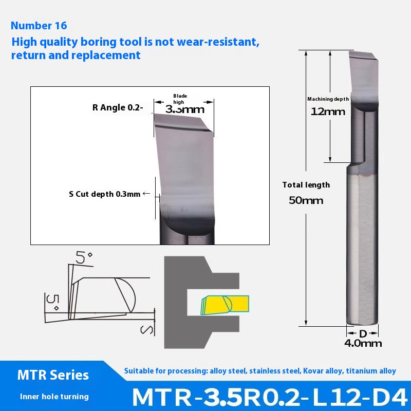 1123-Tungsten steel small hole boring cutter MTR centering machine stainless steel special small diameter boring cutter integral tungsten carbide internal hole boring cutter Shandong Denso Pricision Tools Co.,Ltd.